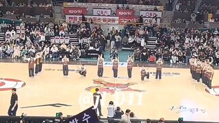 Universe League contestants perform We Ready at Korean basketball league