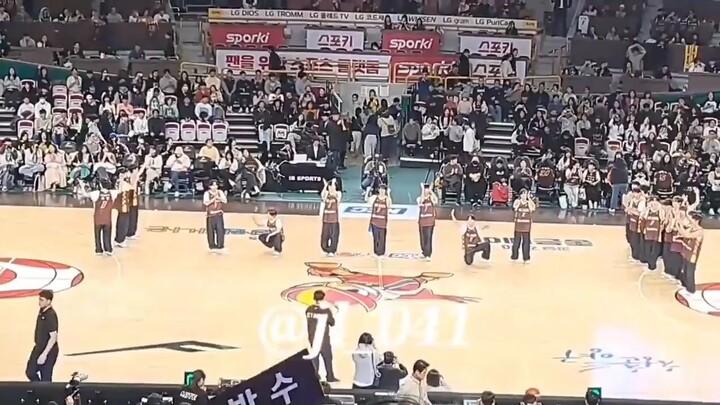 Universe League contestants perform We Ready at Korean basketball league