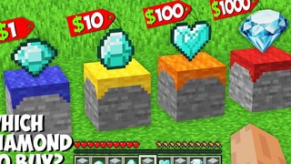 SECRET DIAMOND ใดที่ฉันควรซื้อใน Minecraft เพชร $1 VS $10 VS $100 VS $1000 !