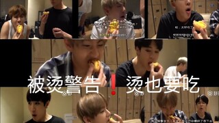 【防弹少年团】防弹喜欢吃葡挞|澳门后台吃葡挞集体被烫到，小表情太搞笑了