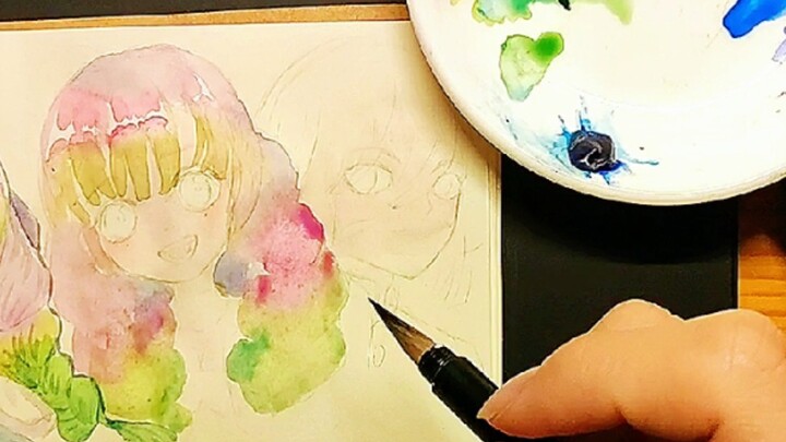 Drawing Kanroji Mitsuri in primary colors