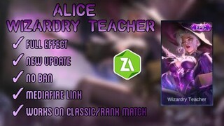 NEW ALICE WIZARDY TEACHER SCRIPT SKIN | MOBILE LEGENDS