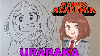 menggambar karakter dari anime  my hero academia uraraka