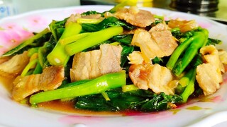 ผัดคะน้าน้ำมันหอยใส่หมูสามชั้น เมนูง่ายๆใครๆก็ทำได้ สไตล์ | ครัวบ้านๆ Channel