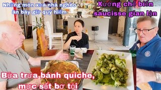 Bữa trưa bánh quiche mực sốt bơ tỏi ăn sạch bàn/những món xưa nhà nghèo ăn giờ đắt/cuộc sống pháp