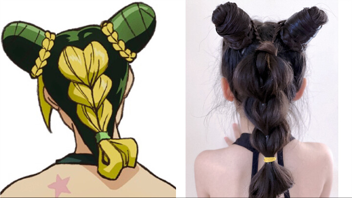 "Jo Jo's Bizarre Adventure 6 Sea of Stones" Kujo Xu Lun hairstyle full real hair braiding tutorial