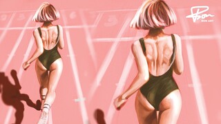 Drawing running girl, digital painting in photoshop | BonART