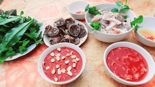 lê toàn, chu nghĩa ăn sáng tiết canh lòng lợn trời nắng.