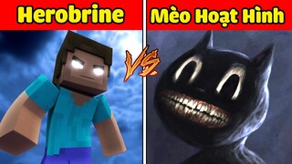 bqThanh Triệu Hồi HEROBRINE Đấu Với QUỶ MÈO HOẠT HÌNH Xem Ai Mạnh Hơn Trong Minecraft