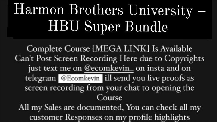 Harmon Brothers University – HBU Super Bundle  is available at low cost intrested persons DM me yes