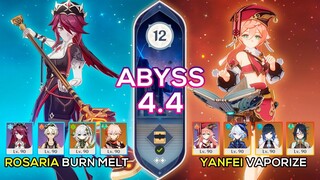 C6 Rosaria Burn Melt & C6 Yanfei Vaporize - Spiral Abyss 4.4 - Genshin Impact