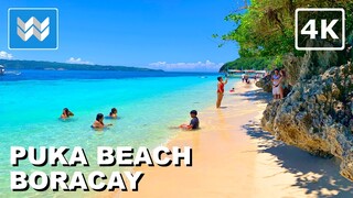 [4K] Puka Beach in Boracay Island Philippines 2023 Walking Tour Vlog & Vacation Travel Guide 🎧