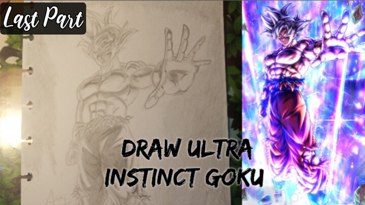Akhirnya Selesai.. | How to Draw Ultra Instinct Goku (Lower Body + Background) (BnW Version)