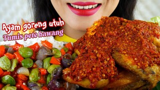 MAKAN AYAM UTUH SAMBEL MERCON, TUMIS PETE BAWANG | EATING SOUNDS