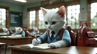 Cat Goes to School: Cutest Student Ever | Student Cat Study Focus
