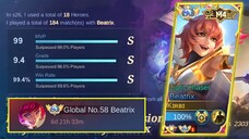 BEATRIX NEW SEASON ONE SHOT = 2 KILLS BUILD | TOP GLOBAL BEATRIX