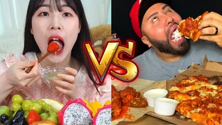 Mukbangers Healthy Foods VS Fast foods🍓🆚🍕