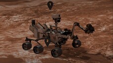 Mars rover Curiosity takes pictures of the surface of Mars and takes soil samples
