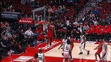 Greg Brown gets up to inhuman heights to try and throw down the lob