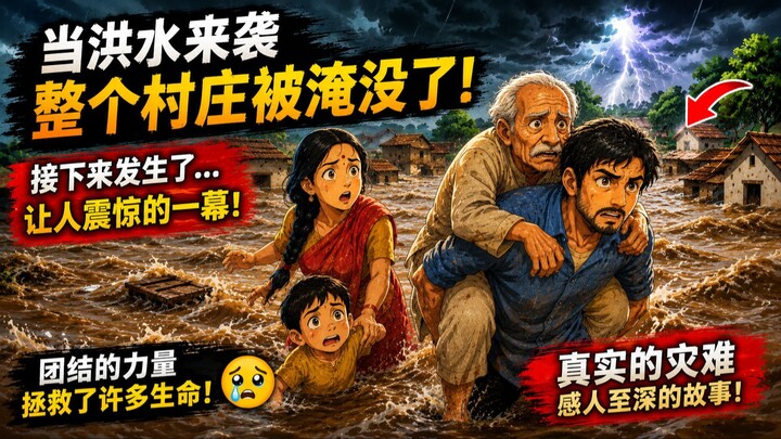 When the Flood Water Entered the Entire Village | A Heart-Touching Story #short #ghibli #flood