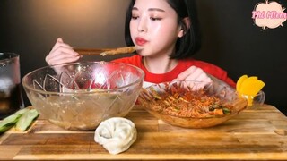 Kimchi củ cải, miến lạnh, sủi cảo kim chi, sủi cảo thịt 9 #amthuc