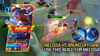 HOW TO COUNTER MELISSA OFFLANE (use this build for Melissa) | BRUNO BEST BUILD AND EMBLEM MLBB