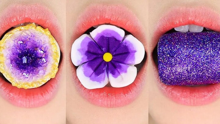 【Bulan】Mukbang Seri Makanan Manis Warna Ungu Sekali Suap