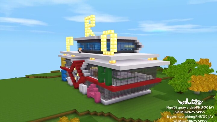 cách xây gaming house sang xin mịn trong #Mini World Modern House Tutorial Modern City #Minecraft