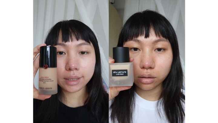 So sánh lọ vuông Shu Uemura vs quyền lực Armani | Cập nhật cho da hỗn hợp dầu