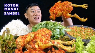 MAKAN BESAR ⁉️ SATU EKOR AYAM UTUH MANDI SAMBEL LALAPAN DAUN BUNUT MENTAH RUJAK PETE SELONG