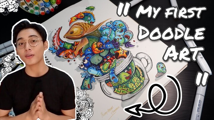 MY FIRST DOODLE ART WITH MY FIRST COPIC MARKER