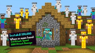 minecraft manhunt, but I secretly use INSTAKILL (100 Hunters)