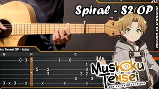 【指弹TAB】无职转生第二季OP - Spiral - LONGMAN 指弹TAB吉他谱