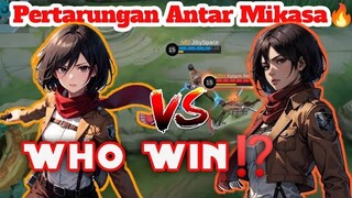 Pertarungan Antar Skin Mikasa🔥, Siapa Yang Menang⁉️ - Mobile Legends