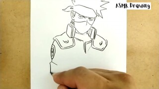 ASMR DRAWING kakashi , naruto manga from japan / how to draw kakashi