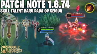 DIGGIE BUFF, TALENT EMBLEM BARU, PENYESUAIAN ATRIBUT TALENT EMBLEM BARU - PATCH NOTE 1.6.74 MLBB