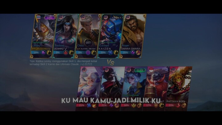 Hasil pertandingan #MLBB #lesley