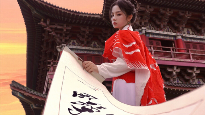 Cut up big red paper and wear it as clothing—wishing all students success in their exams!