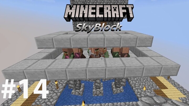 Minecraft Skyblock #14 Upgrading villagers farms [Part 2]
