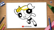 Cara melukis Blubbles dari The Powerpuff Girls • How to draw Blubbles of The Powerpuff Girls