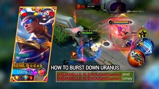 HOW TO BURST DOWN URANUS | BRUNO BEST BUILD AND EMBLEM MLBB