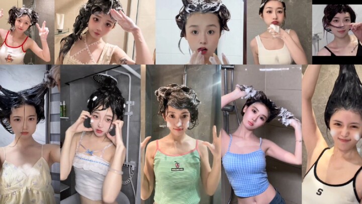 So cute—no head! Having such an adorable girlfriend washing her hair in the bathroom would be the ul