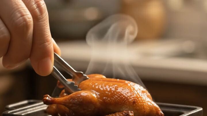 The tiniest, crispiest Peking duck you'll see today 🦆✨