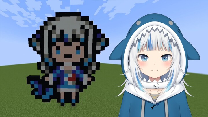Build Pixel Gawr Gura Hololive in Minecraft!