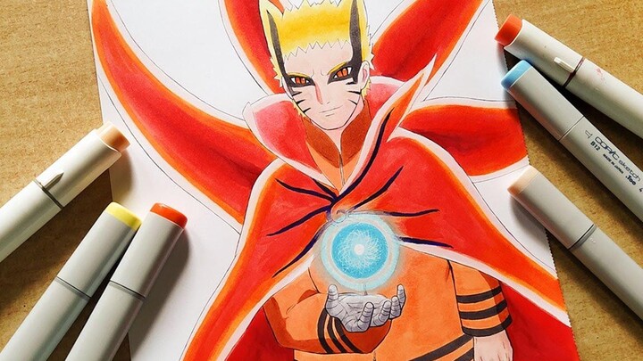 วิธีการวาดโหมด Naruto Baryon - การสอนทีละขั้นตอน โบรูโตะ