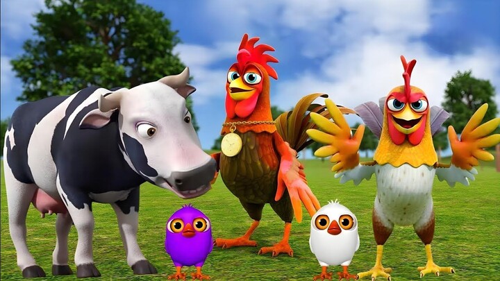 El Pollito Pío y La Vaca Lola 3D | Canciones 2025 – Toro, Tractor & Dinosaurios