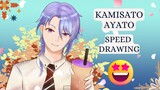 [SPEED DRAWING] Kamisato Ayato drink boba milk tea