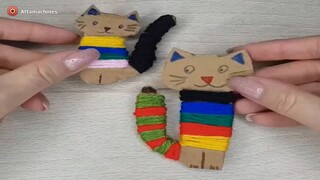 A simple craft with children from thread and cardboard