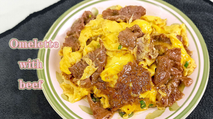 [Food]Beef & scrambled eggs: Marinate tender beef & cook fluffy eggs