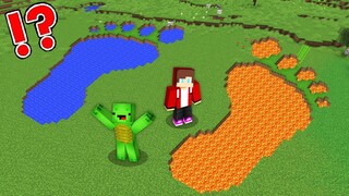 Mikey & JJ Found SUPER BIGGEST LAVA and WATER FOOTPRINT in Minecraft Challange Maizen